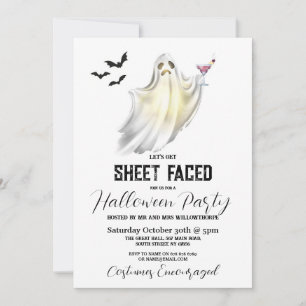 Lasst uns einen Schlag-Faced-Halloween-Party-Ghost Einladung