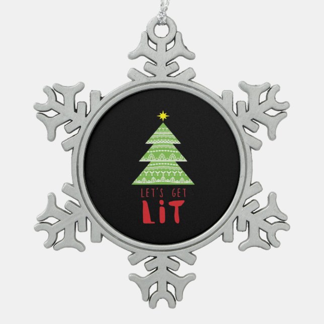 Lasst uns einfach Lit Essential Graphic Schneeflocken Zinn-Ornament (Vorderseite)