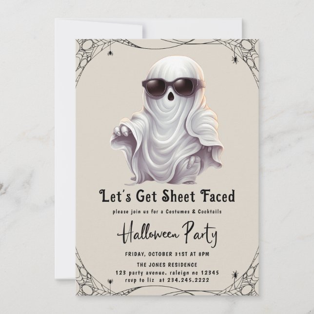 Lasst uns Faced Adult Halloween-Party Invita Einladung (Vorderseite)