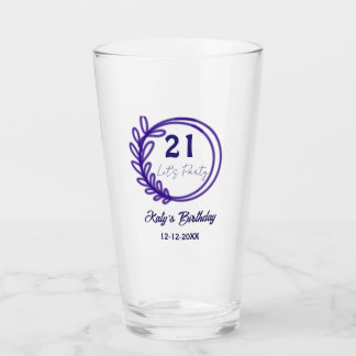 LASST UNS FEIERN 21. Geburtstag Name LILA BLUMEN K Glas