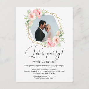 Lasst uns feiern Blush Floral Elopement-Hochzeitse Postkarte