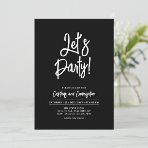 Lasst uns feiern   Chic Brush Schriftzug Party für Einladung