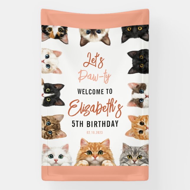 Lasst uns feiern Katze 5. Geburtstag | Individuell Banner (Vertikal)