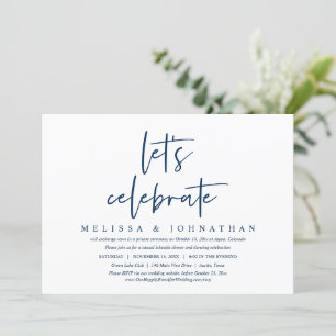Lasst uns feiern, lockere Hochzeits-Elopement-Part Einladung