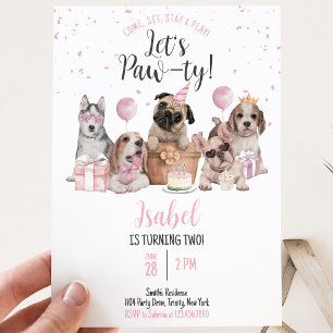 Lasst uns feiern Mädchen Hund Geburtstag Einladung