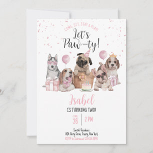 Lasst uns feiern Mädchen Hund Geburtstag Einladung