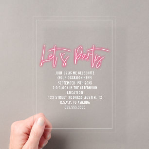 Lasst uns feiern Neon-Schrift Generisch für jeden Acryleinladungen