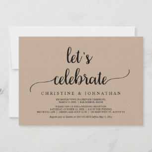 Lasst uns feiern, Rustikale Kraft-Elopement-Party Einladung