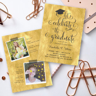 Lasst uns feiern The Graduate Gold Chic Grad Party Einladung