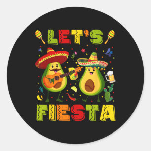 Lasst uns Fiesta Avocado und Tacos Cinco de Mayo M Runder Aufkleber