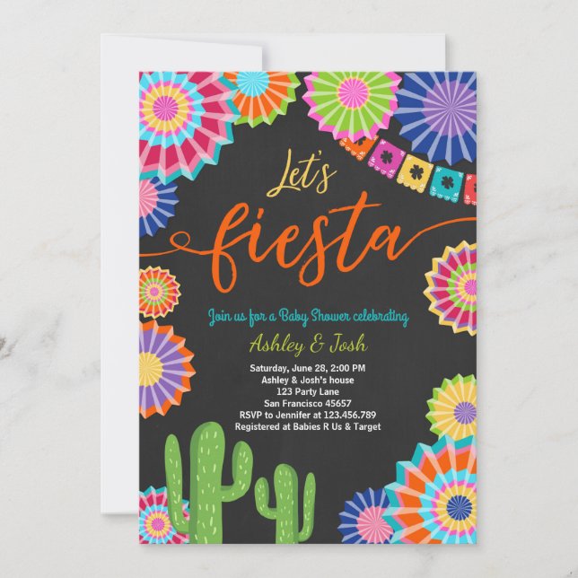 Lasst uns Fiesta Baby Dusche Einladung Mexican Cac (Vorderseite)