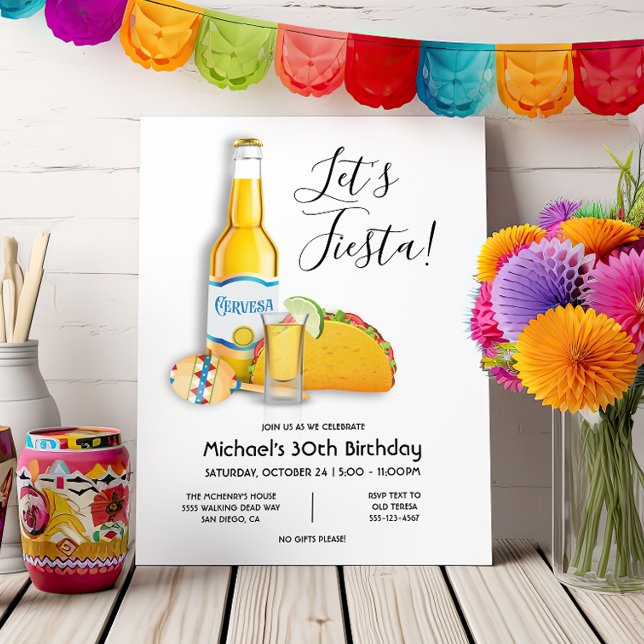 Lasst uns Fiesta Beer tequila erschießen Taco Birt Einladung (Von Creator hochgeladen)
