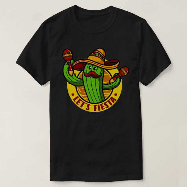 Lasst uns Fiesta Cactus mit Sombrero Cinco de mayo T-Shirt (Design vorne)