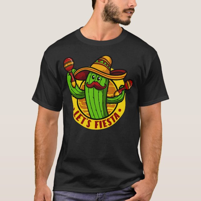 Lasst uns Fiesta Cactus mit Sombrero Cinco de mayo T-Shirt (Vorderseite)