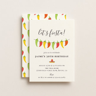 Lasst uns Fiesta Chili Pepper Birthday Party mache Einladung