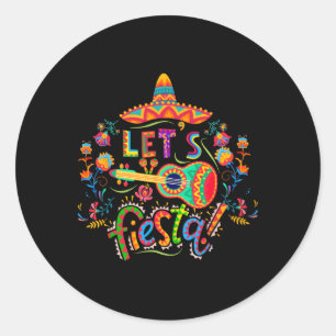 Lasst uns Fiesta Cinco De Mayo Mexikanische Party  Runder Aufkleber