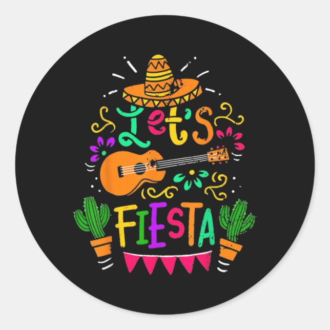 Lasst uns Fiesta Cinco De Mayo Party mexikanische  Runder Aufkleber (Vorderseite)