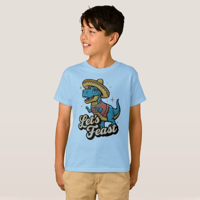 Lasst uns Fiesta Dinosaur Cinco De Mayo Kleinkind  T-Shirt (Vorne ganz)
