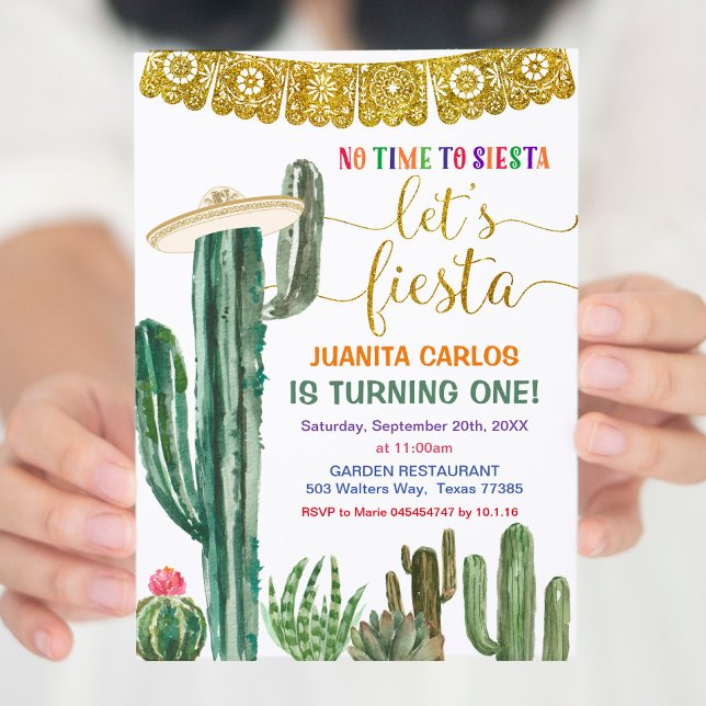 Lasst uns Fiesta Floral Cactus succulent Birthday Einladung (Von Creator hochgeladen)