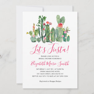Lasst uns Fiesta Floral Cactus sukkulentes Brautpa Einladung