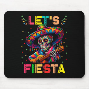 Lasst uns Fiesta Funny Sugar Skull spielen Gitarre Mousepad
