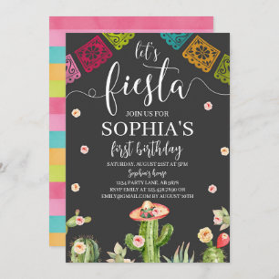 Lasst uns Fiesta Geburtstag Einladung Black