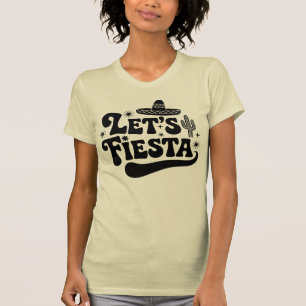 Lasst uns Fiesta Groovy Feier Sombrero Kaktus T-Shirt