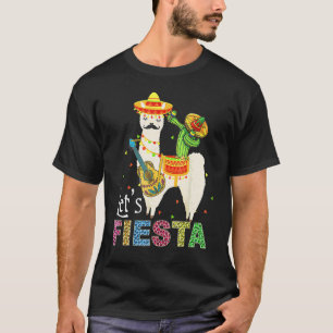Lasst uns Fiesta Lama Cinco De Mayo Kaktus Sombrer T-Shirt