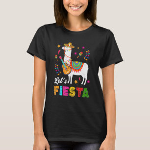Lasst uns Fiesta Lama Cinco De Mayo Kaktus Sombrer T-Shirt
