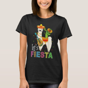 Lasst uns Fiesta Lama Cinco De Mayo Kaktus Sombrer T-Shirt