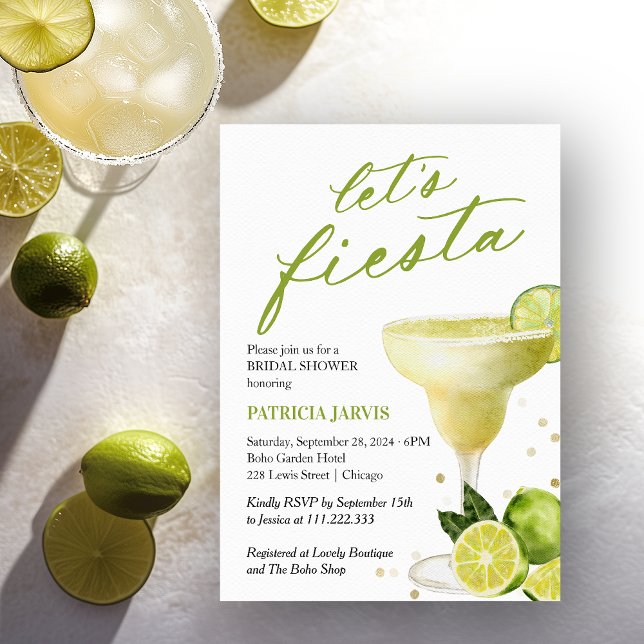 Lasst uns Fiesta Margarita Cocktail Brautparty Einladung (Von Creator hochgeladen)