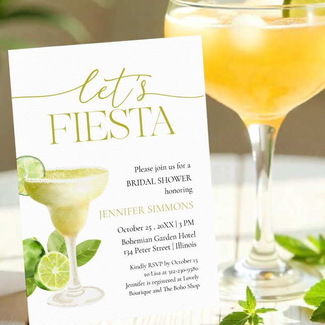 Lasst uns Fiesta | Margarita Cocktail Brautparty Einladung (Von Creator hochgeladen)