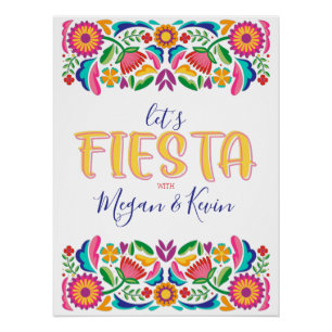 Lasst uns Fiesta-Paar-Shower-Party-Dekoration feie Poster