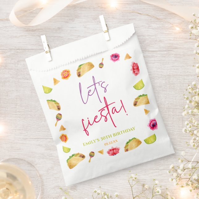 Lasst uns Fiesta Taco Mexican Fiesta Birthday Part Geschenktütchen (Ausgeschnitten)