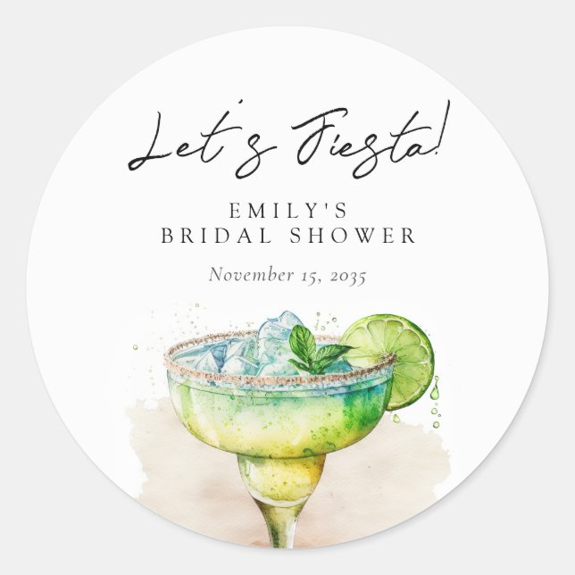 Lasst uns Fiesta Tequila Brautparty Runder Aufkleber (Vorderseite)