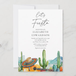 Lasst uns Fiesta-Wüsten-QR-Code-Foto-Junggesellinn Einladung