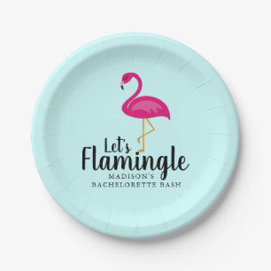 Lasst uns Flamingle Flamingo Junggeselinnen-Abschi Pappteller