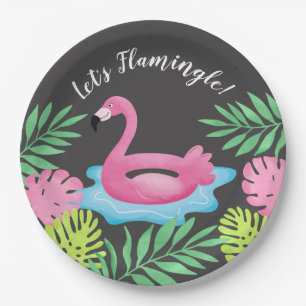 Lasst uns Flamingle Flamingo Tropische Pappteller