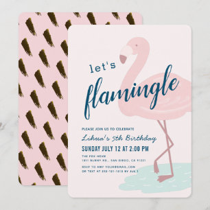Lasst uns Flamingle Framingo Girl Pink Geburtstag Einladung