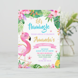 Lasst uns Flamingle Geburtstag Einladung