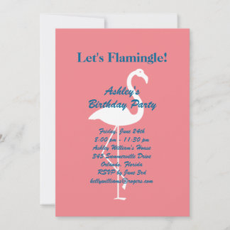 Lasst uns Flamingle Geburtstagsparty Einladung - C