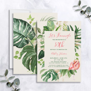 Lasst uns Flamingle Pink 30. Tropical Birthday Par Einladung