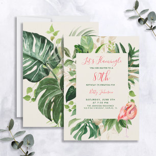 Lasst uns Flamingle Pink 80. Tropical Birthday Par Einladung