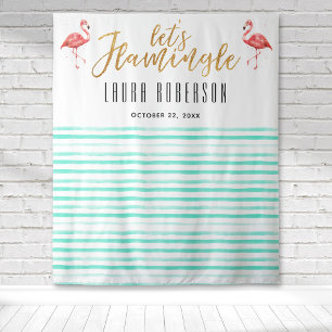 Lasst uns Flamingle Pink Brautparty Hintergrund Wandteppich