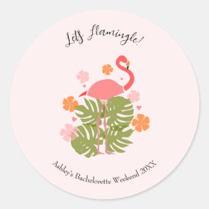 Lasst uns Flamingle Rosa Flamingo Junggesellinnena Runder Aufkleber