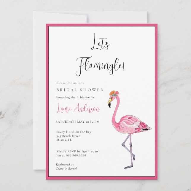 Lasst uns Flamingle spielen! Hot-Rosa-Brautparty Einladung (Vorderseite)