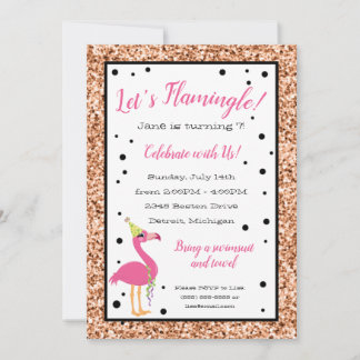 Lasst uns Flamingle spielen! Pink Flamingo Geburts Einladung