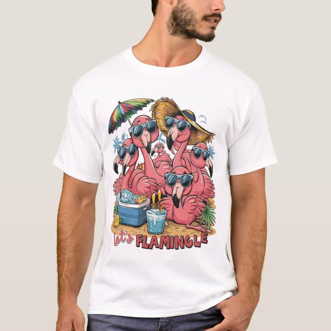 Lasst uns Flamingle: Summer Vibes T-Shirt (Vorderseite)