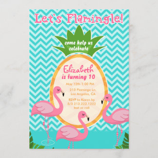 Lasst uns Flamingle Tropical Birthday Einladung