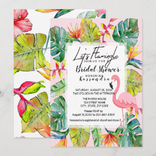 Lasst uns Flamingle Tropical Bridal Dusche Einladu Einladung
